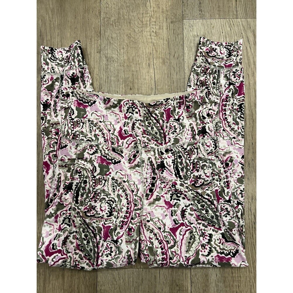 Belle by Kim Gravel Paisley Athletic Leggings Womens XS Pull On Yoga Capri
